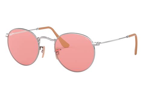 53mm evolve photochromic round sunglasses|Round Washed Evolve Sunglasses in Silver and Pink .